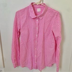 J Crew Pink Gingham Plaid Shirt